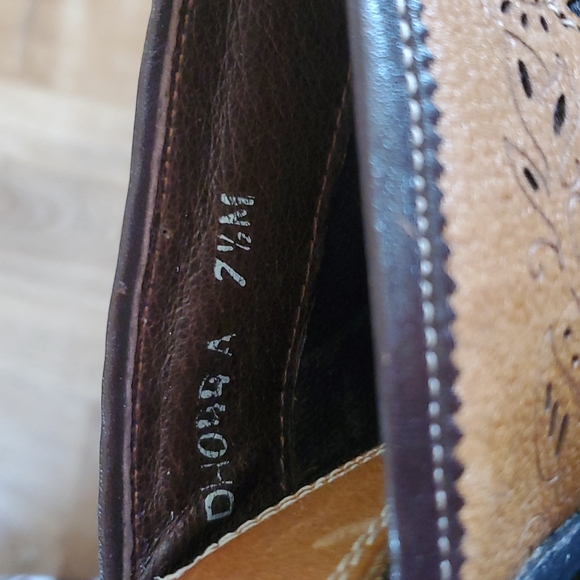 Sonora Western Genuine Leather Vera Cusio Tooled Slip On Mule Clog 7.5 Boho Tan - Picture 9 of 9